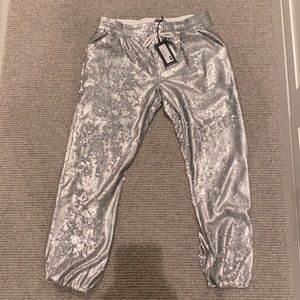 David Lerner silver sequin joggers